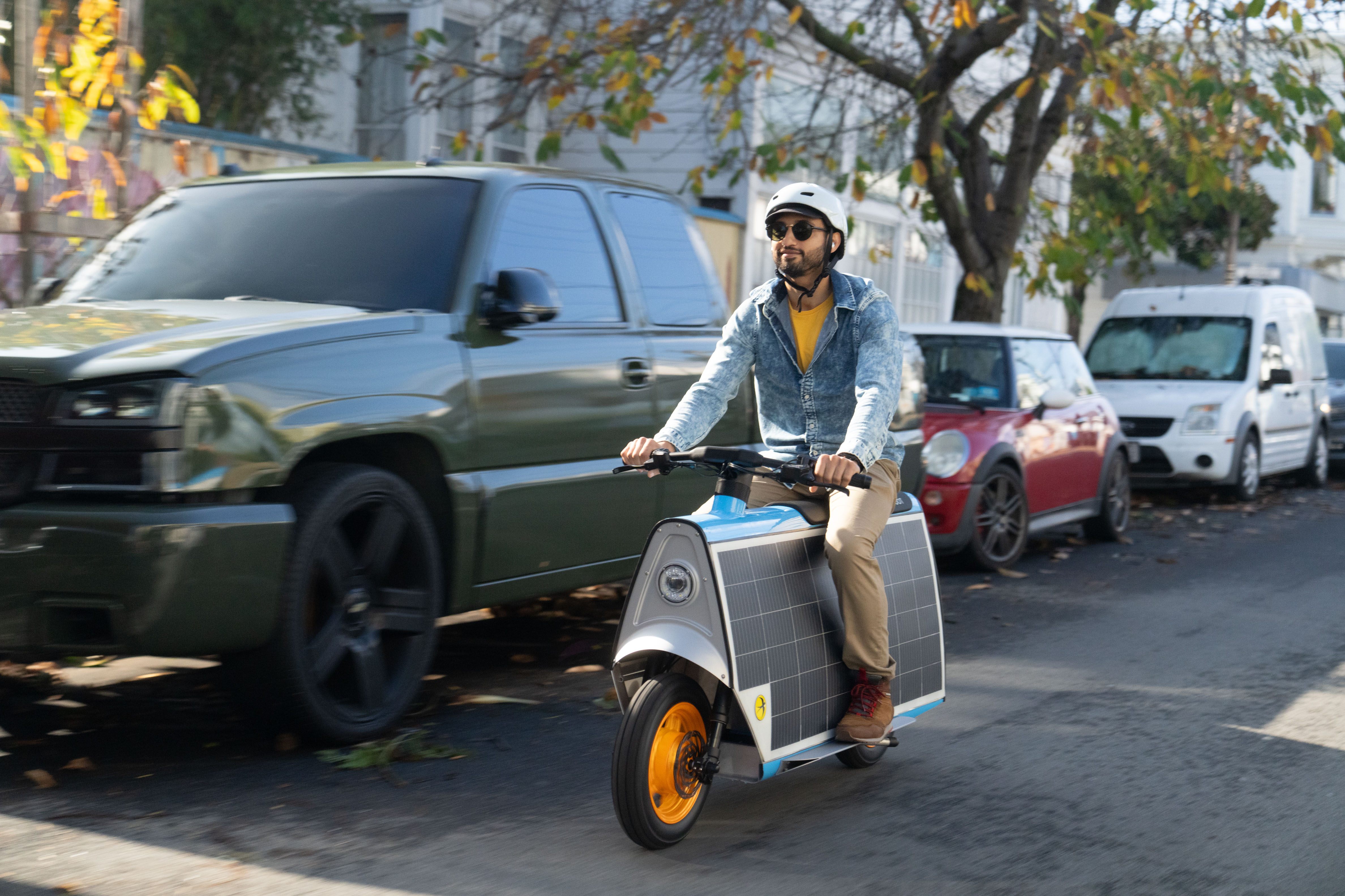 Riding to the café
